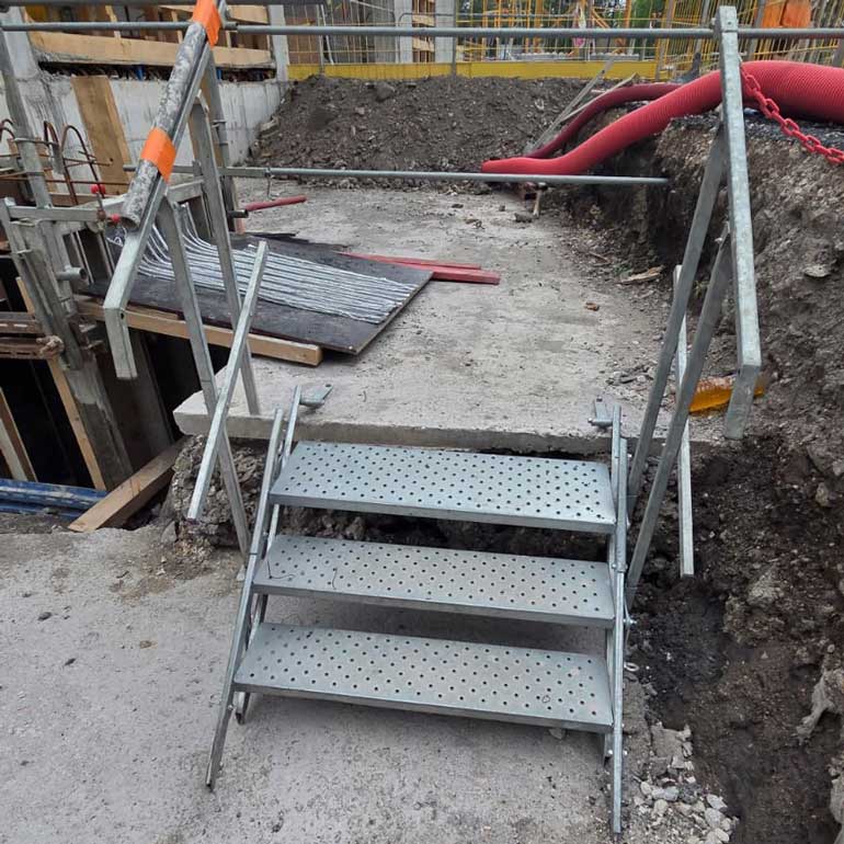 Escalier de Chantier 3 Marches Accès Largeur 1 m