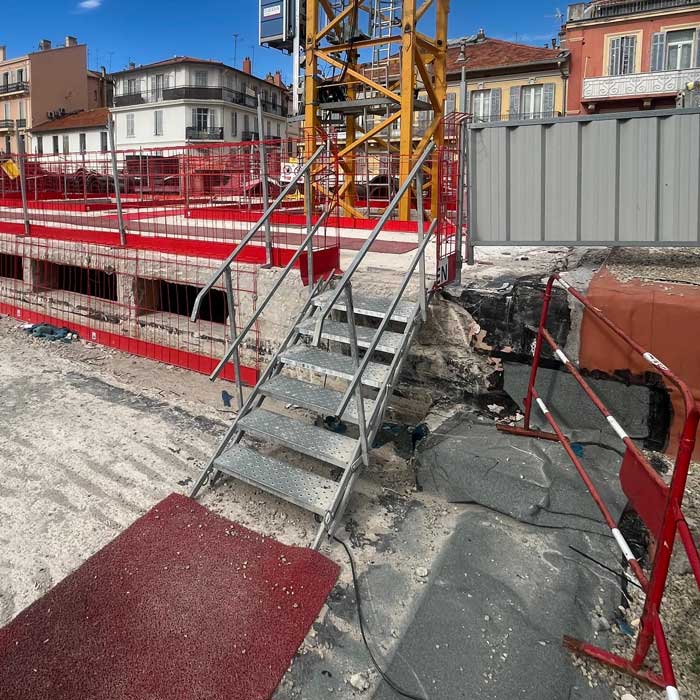 Escalier de Chantier 6 Marches Accès Largeur 0,7 m