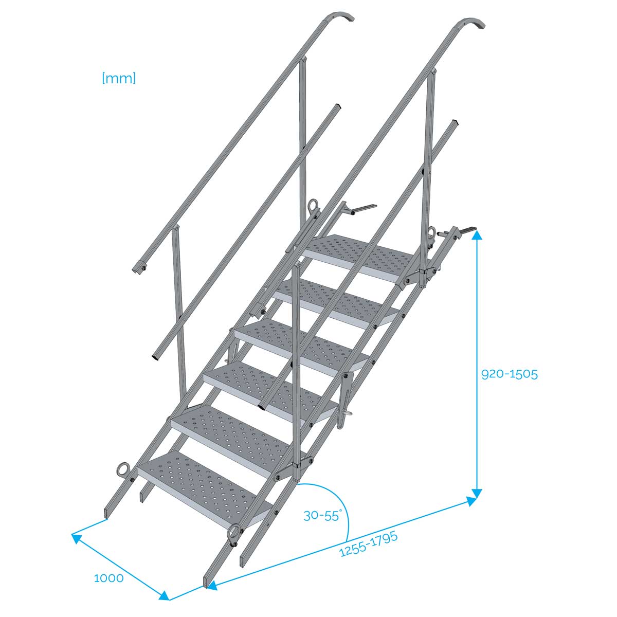 Escalier de Chantier 6 Marches Accès Largeur 1 m