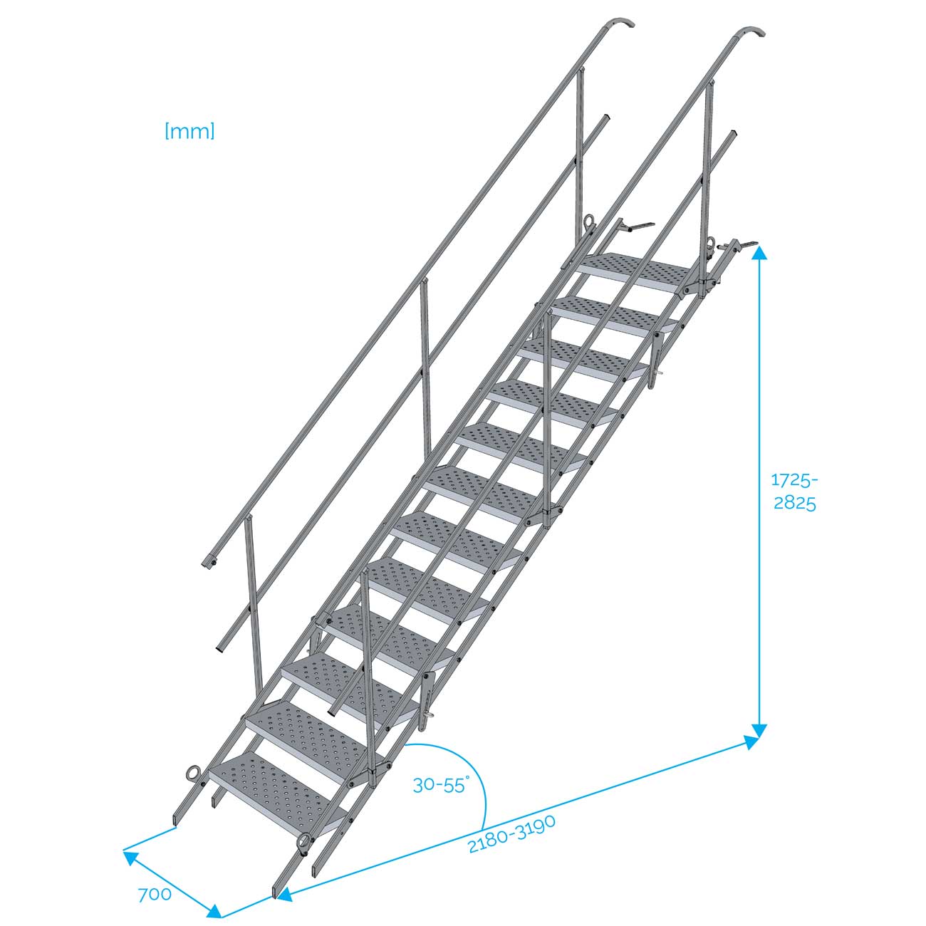 Escalier de Chantier 12 Marches Accès Largeur 0,7 m