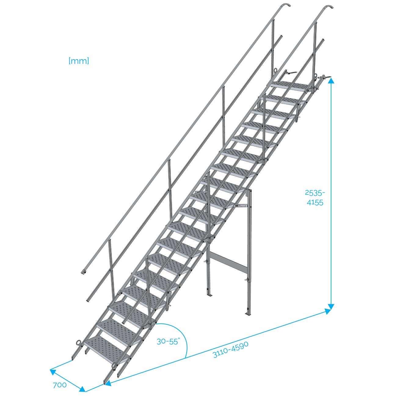 Escalier de Chantier 18 Marches Accès Largeur 0,7 m
