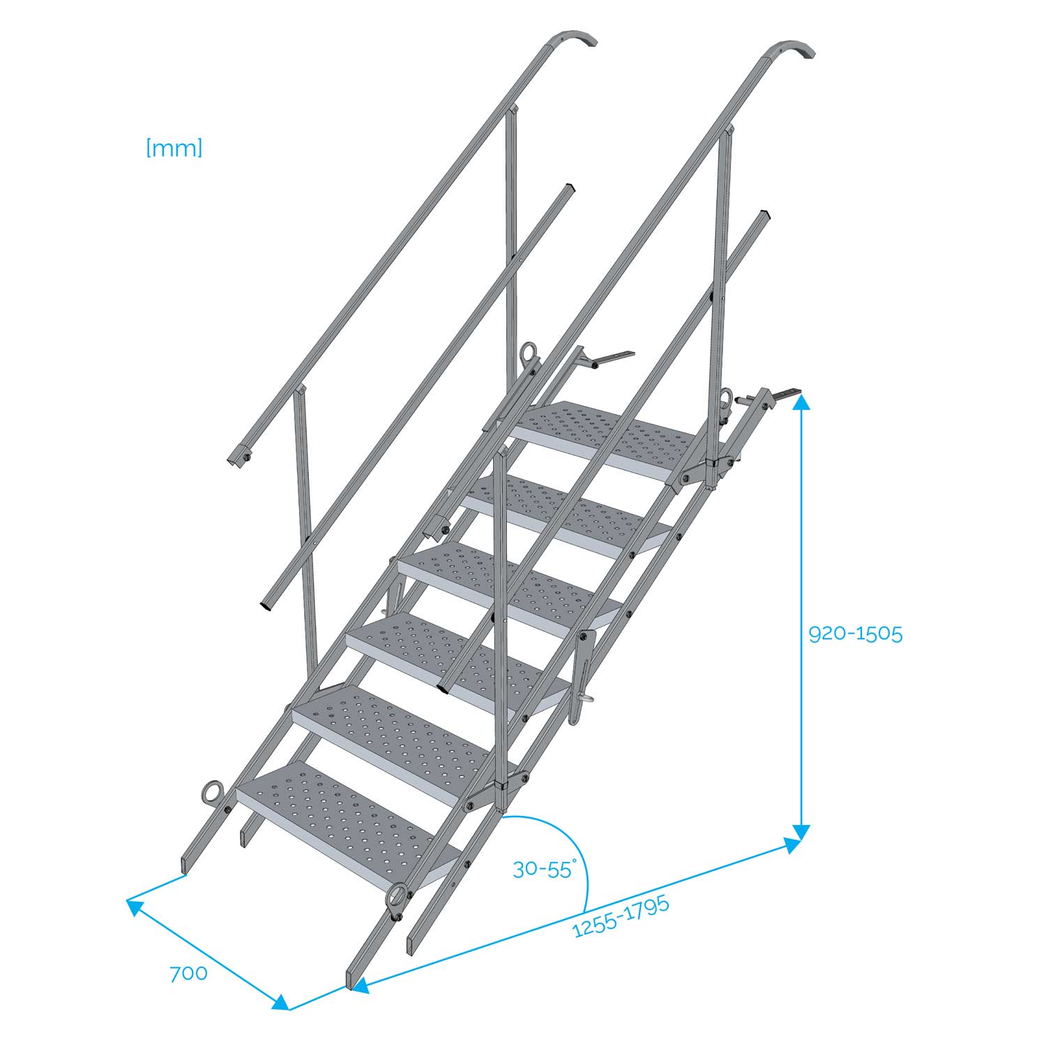 Escalier de Chantier 6 Marches Accès Largeur 0,7 m