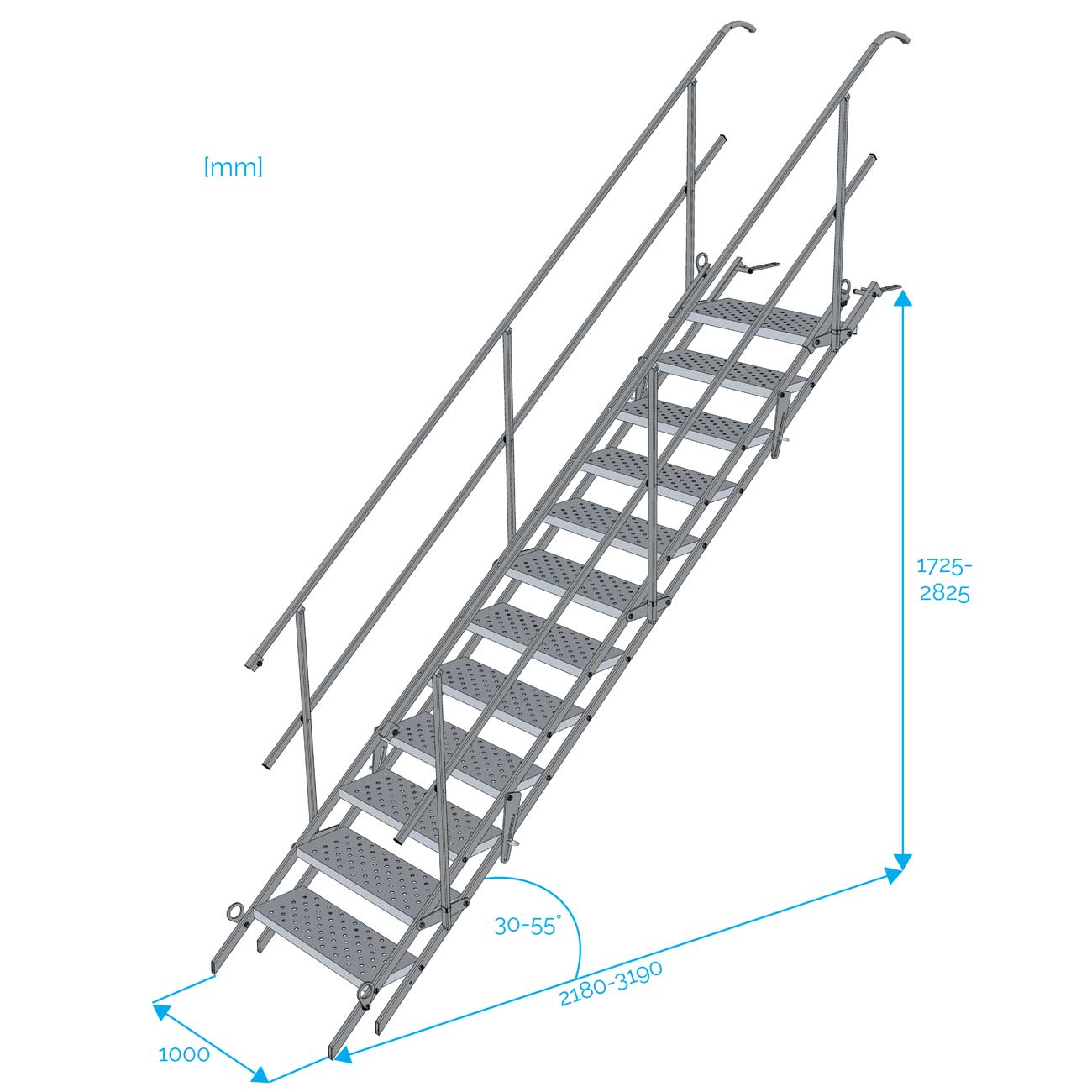 Escalier de Chantier 12 Marches Accès Largeur 1 m