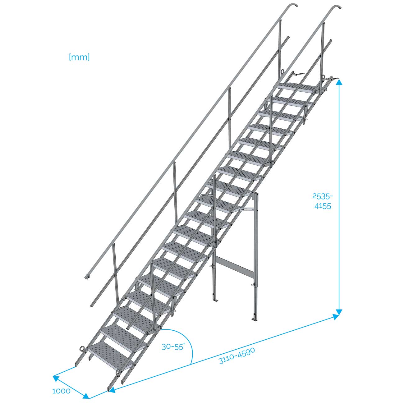 Escalier de Chantier 18 Marches Accès Largeur 1 m