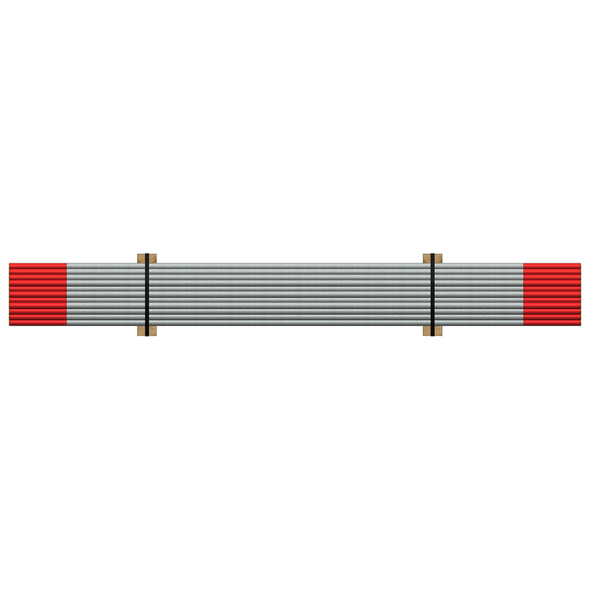 Tubes Garde-Corps Acier Galva 3 m - embouts rouges