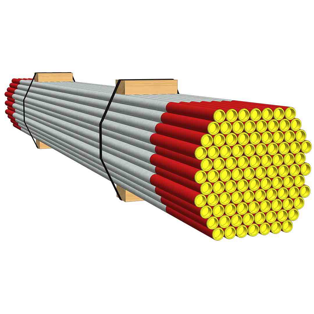 Tubes Garde-Corps Acier Galvanisé 3 m Embouts rouges