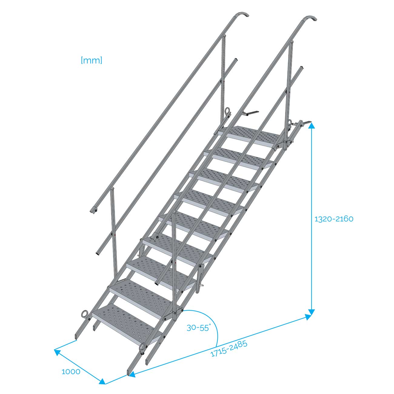 Escalier de Chantier 9 Marches Accès Largeur 1 m